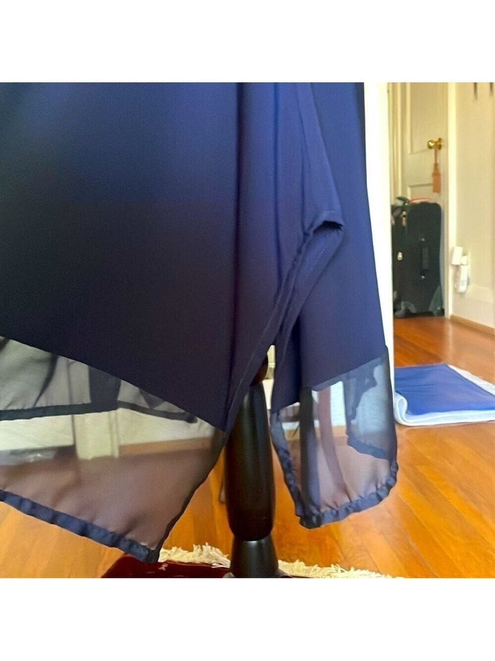 RARE Deep Blue Dress with Transparent Hem w/Stole from Legendary 🇨🇦 Designer! - Picture 10 of 13